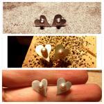 Sweet Heart Earrings Two Sterling Silver Cute..